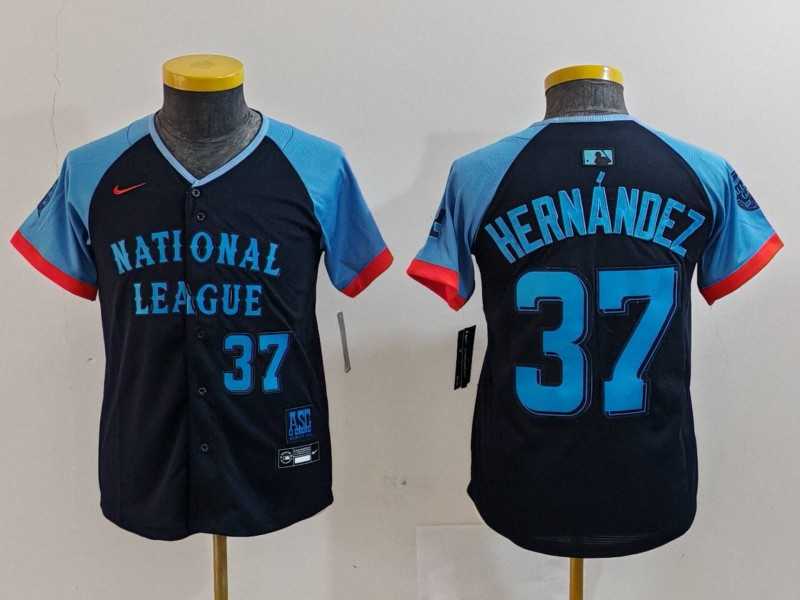 Youth Los Angeles Dodgers #37 Teoscar Hernandez Number Navy 2024 All Star Limited Stitched Jersey->2024 mlb all-star->MLB Jersey